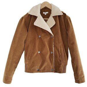 Nordstrom BP Brown Corduroy Bomber Jacket Sherpa Fleece Lining XXS